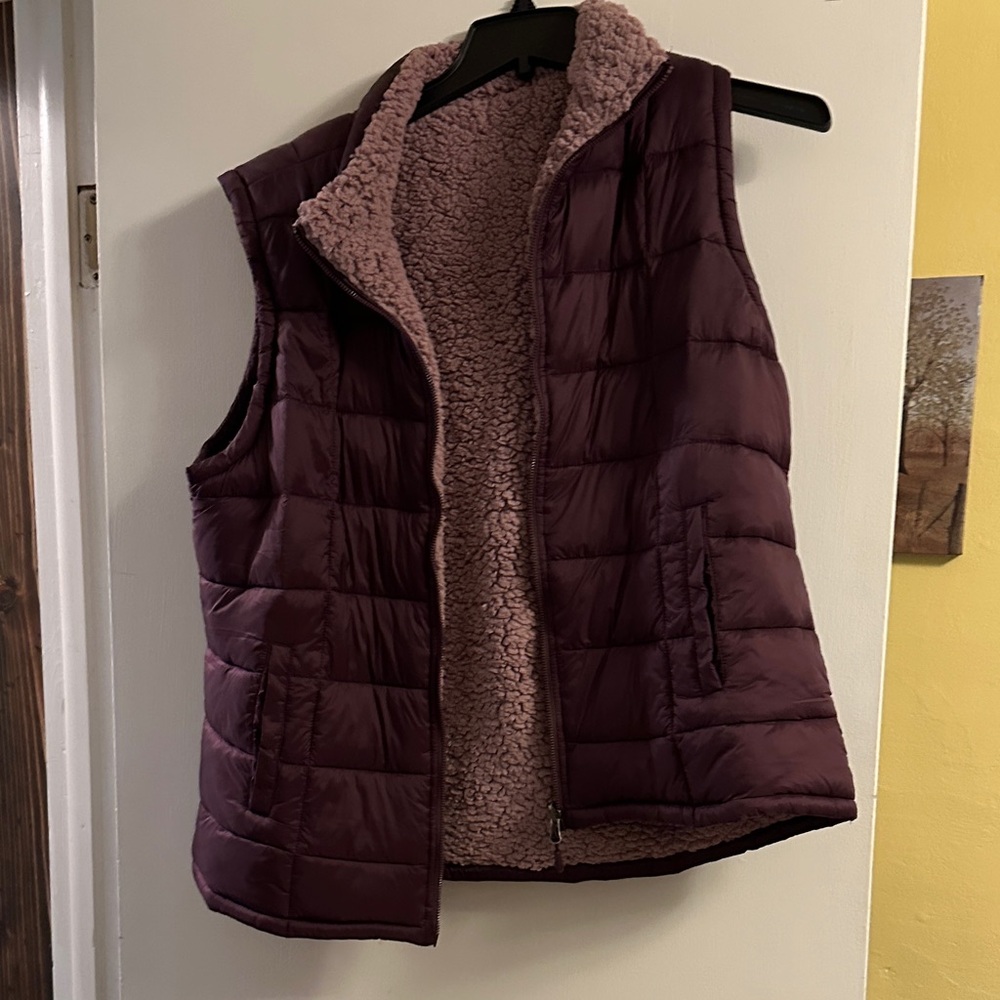 Women's Reversible Purple Puffer Vest